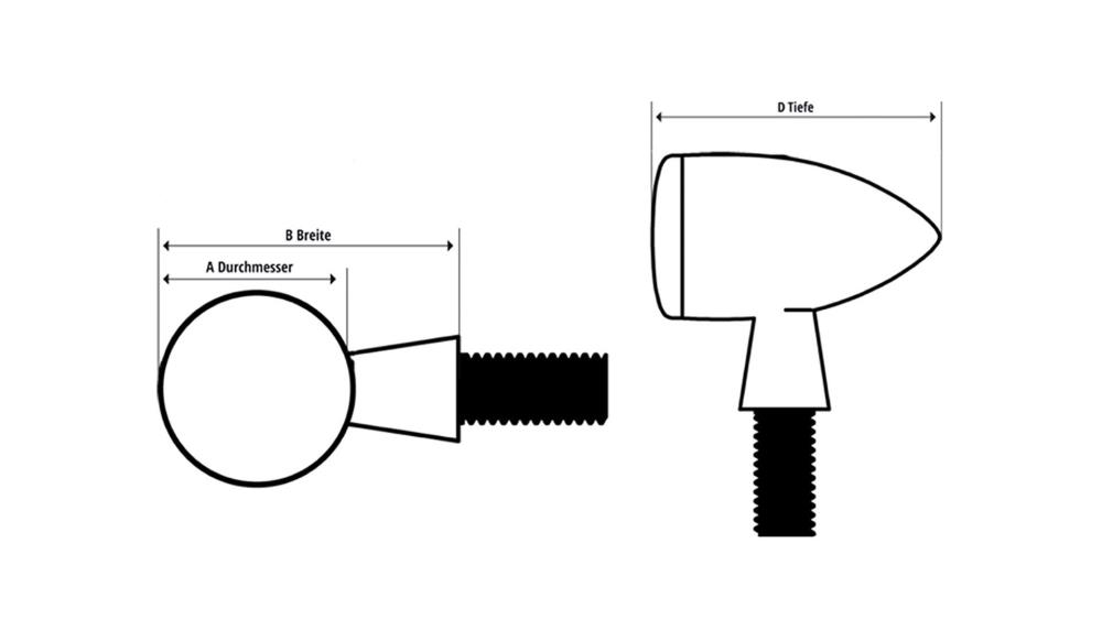 Highway Hawk Blinker Set (2 Stück) "APOLLO CLASSIC" Rück-,Bremslicht und Blinker Kombination in schwarz mit E-Prüfzeichen - mit M8 Gewinde