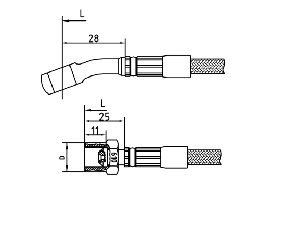 0550 mm Stahlflex / Öse 20° / M10x1 IG beweglich