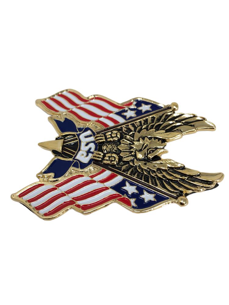 Highway Hawk Emblem "Adler USA-Flagge" in gold 9 cm zum Aufkleben