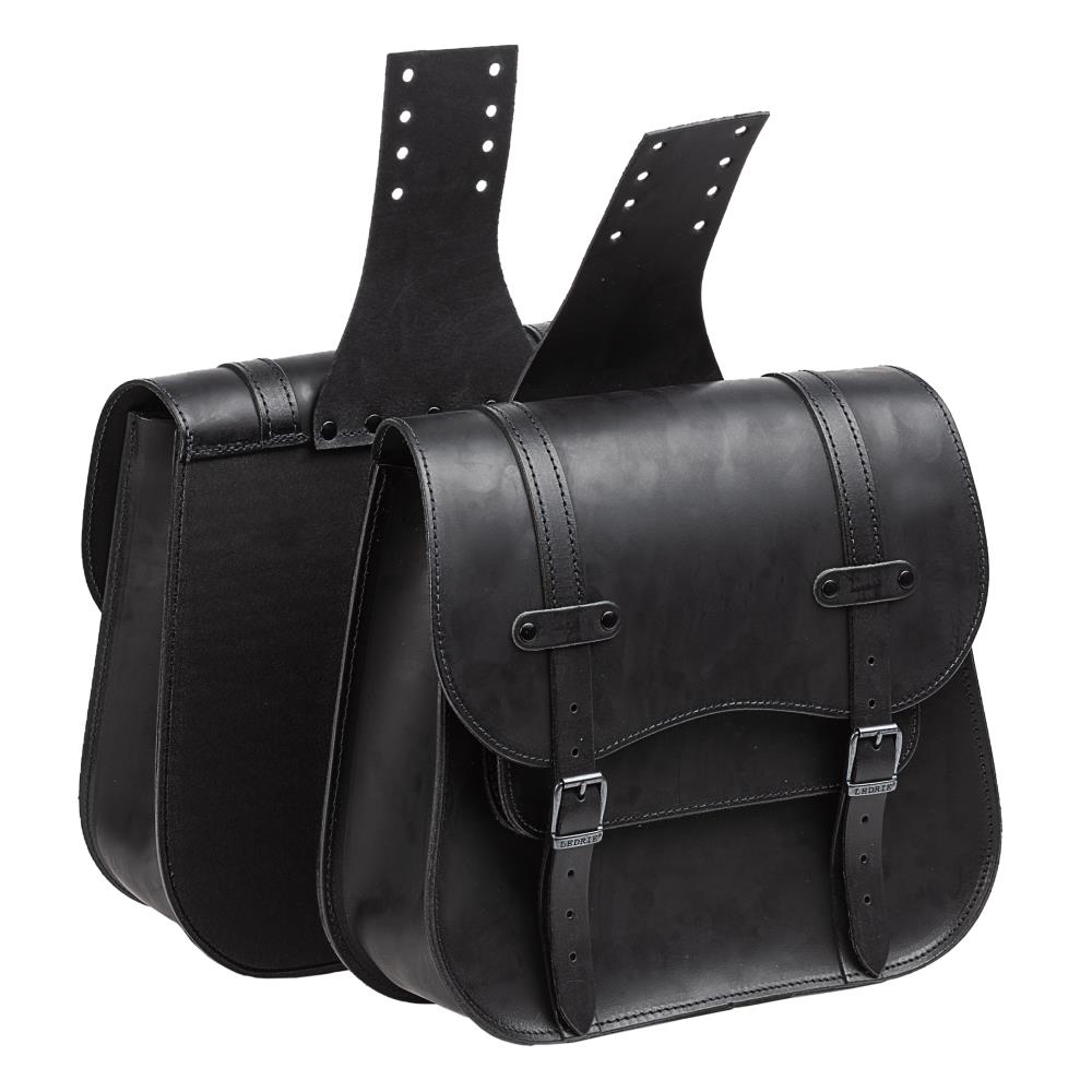 Ledrie Überwurf-Satteltasche "Postman Throw over" aus Leder schwarz mit Schnallen B = 38cm T= 13,5cm H= 36cm 30 Liter (1 Set)
