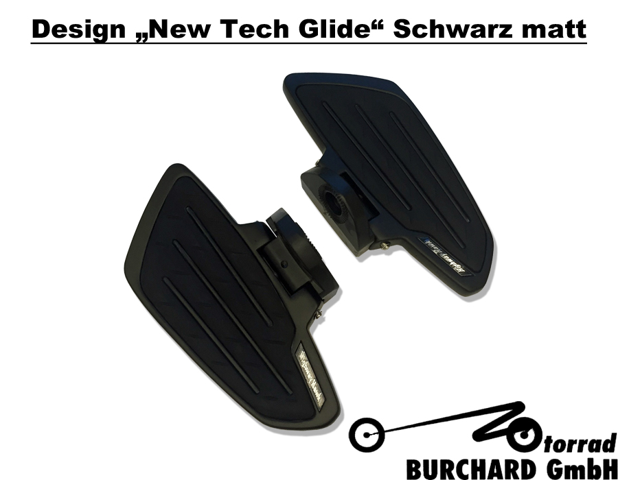Highway Hawk Trittbretter Fahrer "New Tech Glide" schwarz für Suzuki VS 600 - 750 - 800 - 1400 Intruder mit ABE