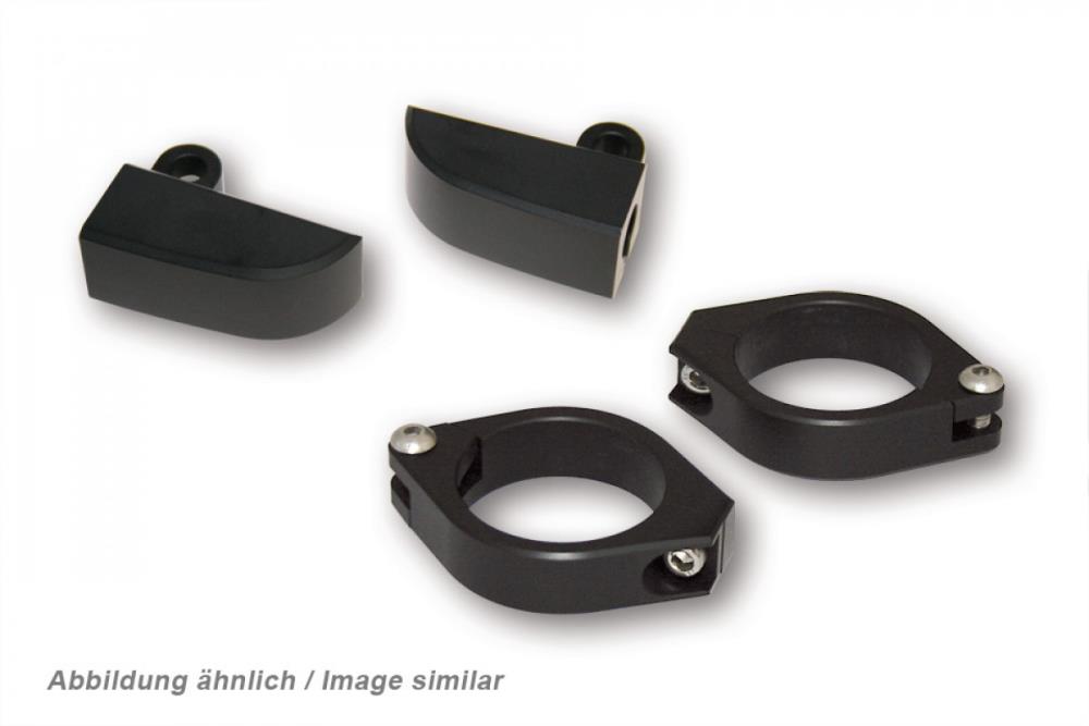 Highsider CNC Alu Blinkerhalter Set schwarz für Blinker mit M8 Gewindebolzen / d= 42 mm bis 43 mm (1 Set)