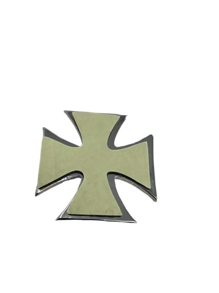 Highway Hawk Emblem "Eisernes Kreuz mit Totenkopf" in Chrom 4x4 cm zum Aufkleben