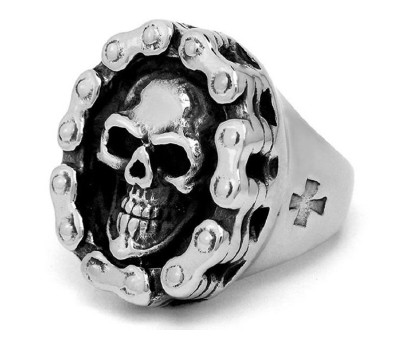 Ring "Skull with Chain" / Size 10 (D=19,8mm) / Silver