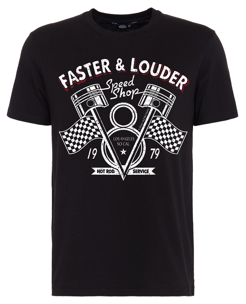 Herren T-Shirt "Faster & Louder" schwarz King Kerosin