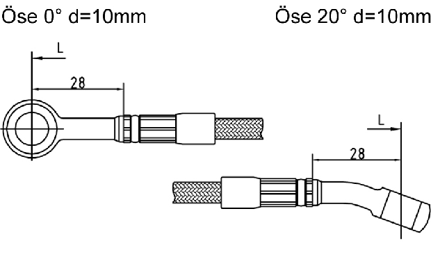 0600 mm Stahlflex / Öse 0° / Öse 20°