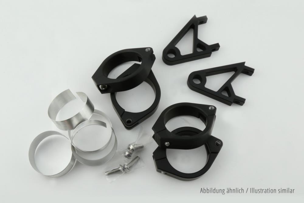 Highsider CNC Alu Lampenhalter Set XS schwarz für 38-41mm Durchmesser (1 Set)