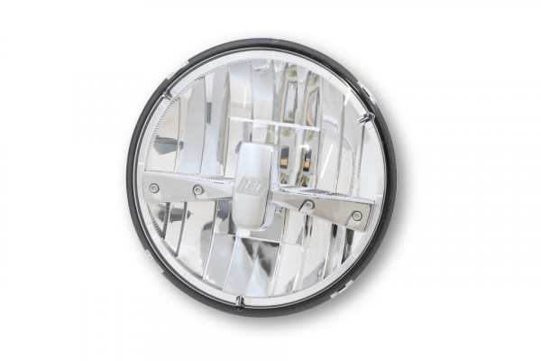 Highway Hawk HIGHSIDER LED-Hauptscheinwerfereinsatz TYP 3, rund, verchromte Blende, 7 Zoll - Fern-, Abblend- und Standlicht-Funktion (1 Stück)