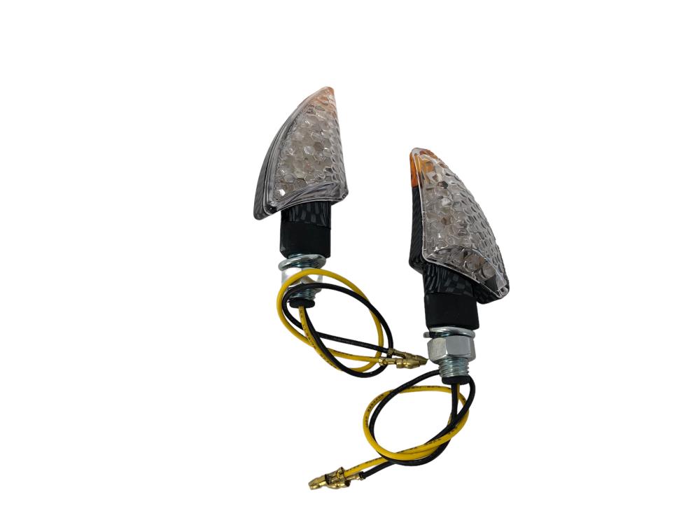 Highway Hawk LED Blinker Set "Shark" carbon Optik E-Markierung M10 Montage Kurzer Stiel (2 Stk)