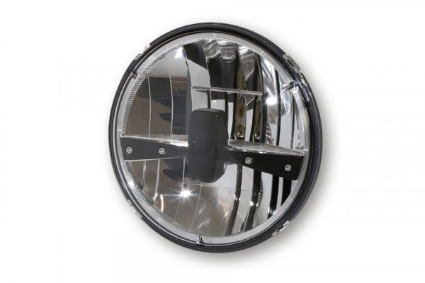 Highway Hawk HIGHSIDER LED-Hauptscheinwerfereinsatz TYP 3, rund, schwarz Blende, 7 Zoll - Fern-, Abblend- und Standlicht-Funktion (1 Stück)