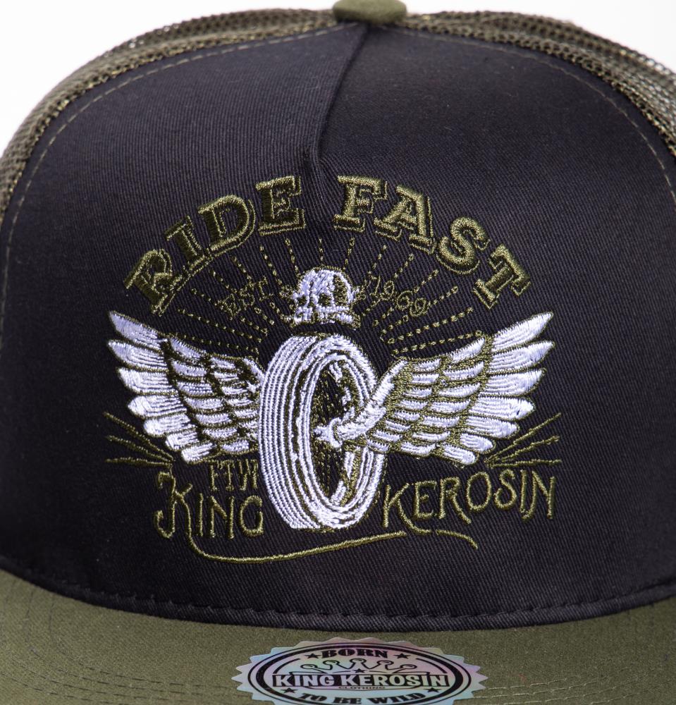 Herren Mütze Cap "Ride Fast" - Grün und schwarz- Universal