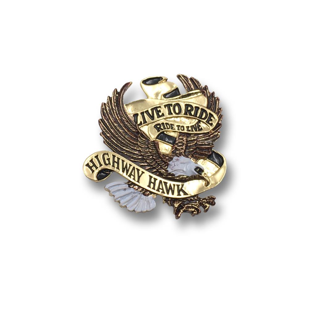 Highway Hawk Emblem "Adler Live to Ride" in gold 8 cm breit zum Aufkleben