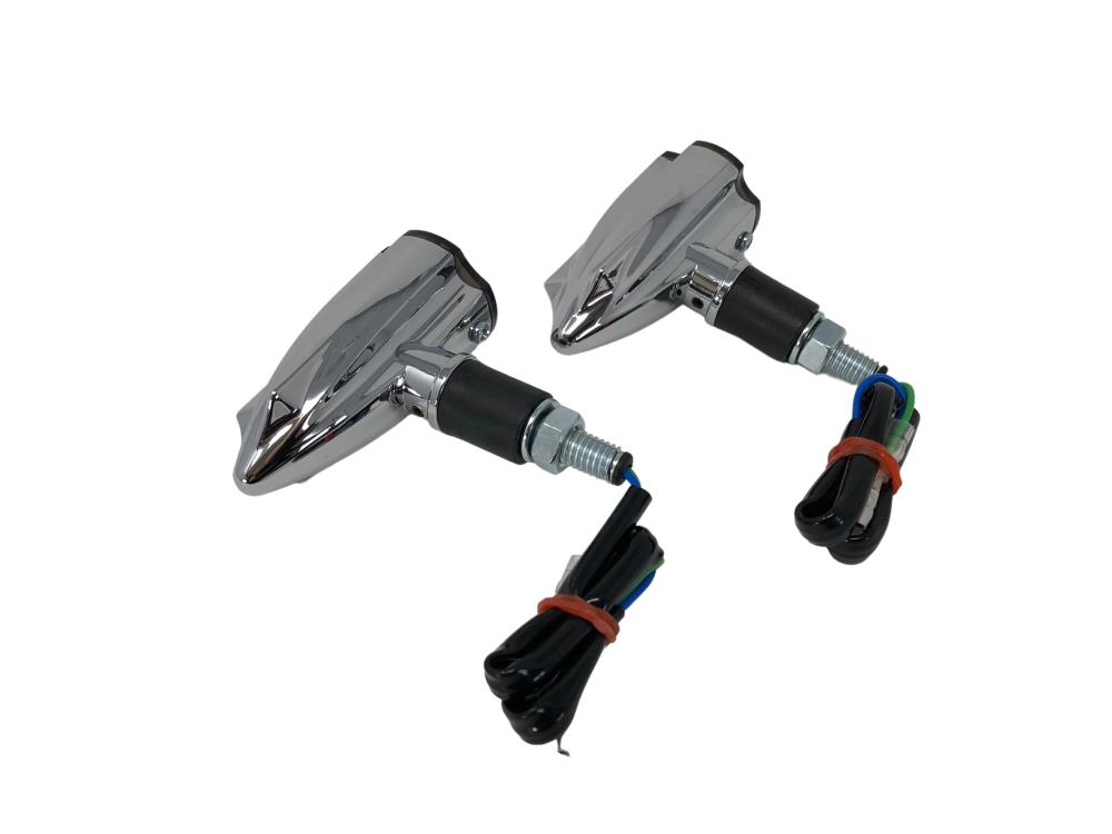 Highway Hawk LED Blinker Set "Stream" mit E-Mark - chrom - getöntes Glas / M8 Gewinde (2 Stück)