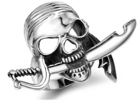 Ring "Skull Pirate with Sword" / Size 08 (D=18,1mm) / Silver