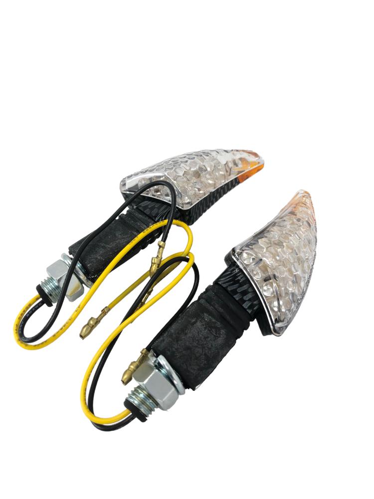 Highway Hawk LED Blinker Set "Shark" carbon Optik mit E-Prüfzeichen M10 Gewinde 12V1.5W (2 Stk)