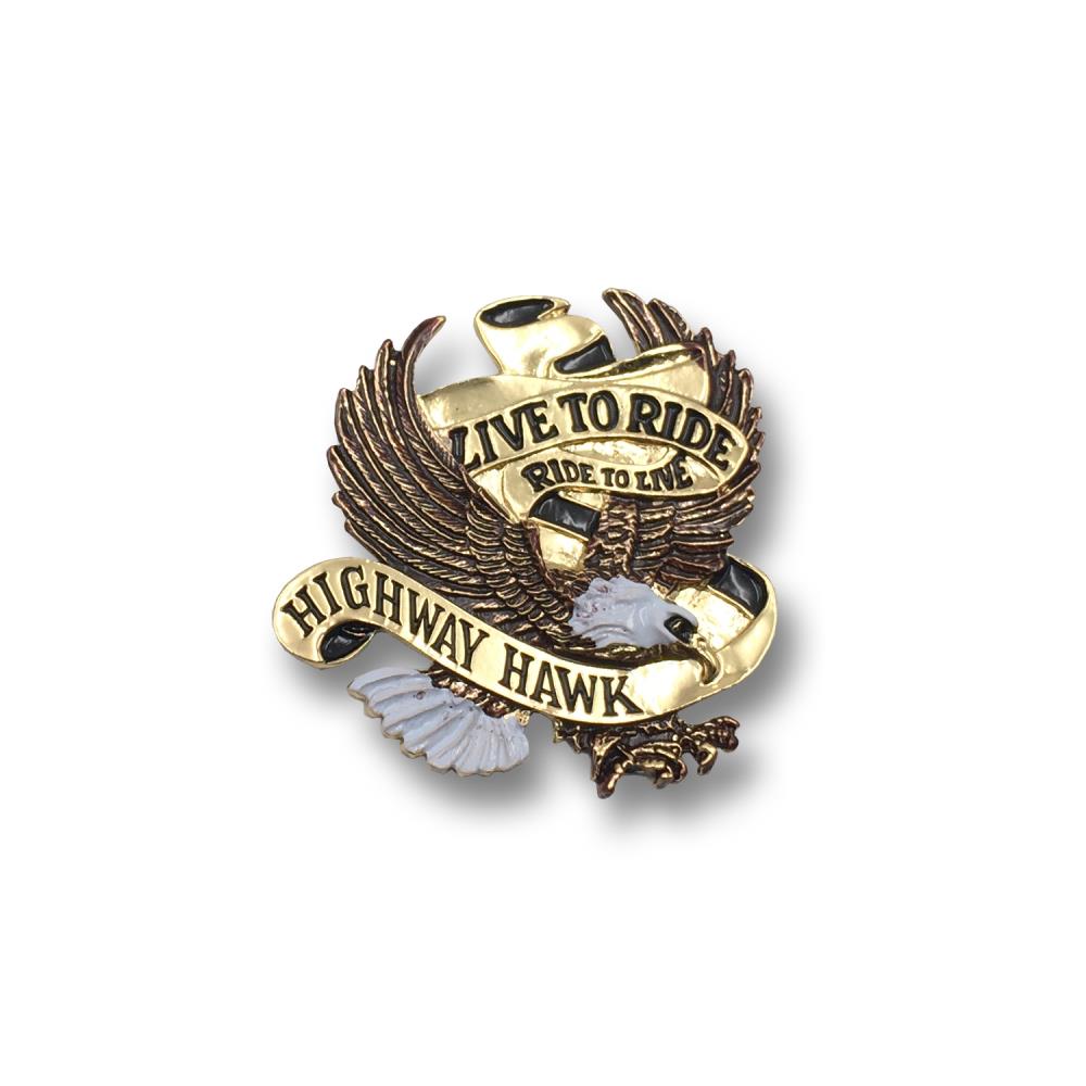 Highway Hawk Emblem "Adler Live to Ride" in gold 4 cm breit zum Aufkleben