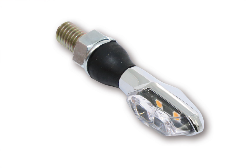 HIGHSIDER SONIC-X2 LED Blinker, verchromtes Metall-Gehäuse mit klarem Glas oder schwarzes Gehäuse mit getöntem Glas, Paar, E-geprüft.