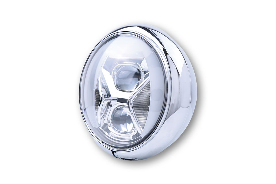 7 Zoll LED Scheinwerfer HD-STYLE TYP 8 mit Tagfahr- und Kurvenlicht, E-geprüft, in verschiedenen Farben erhältlich.