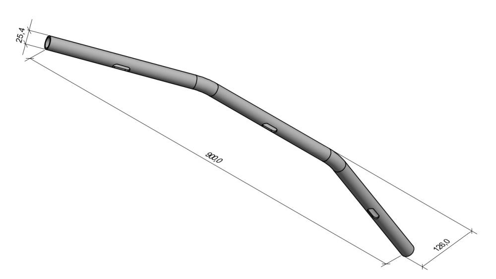 Highway Hawk Lenker "X-Wide" 900 mm breit für "1" (25,4 mm) Klemmung mit 3 Loch Bohrung schwarz matt TÜV