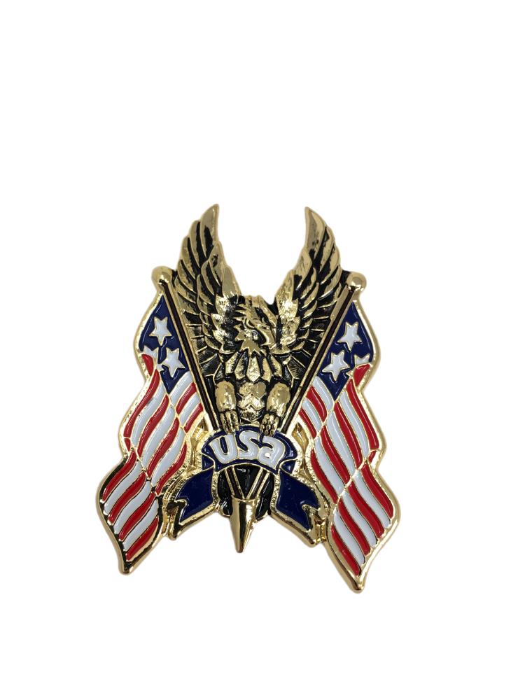 Highway Hawk Emblem "Adler USA-Flagge" in gold 8 cm zum Aufkleben