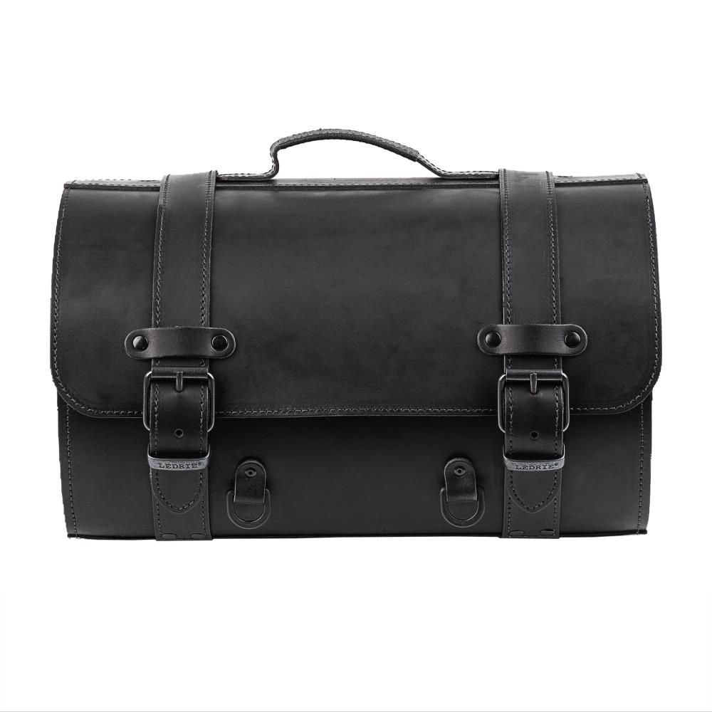 Ledrie Motorrad Koffer "medium" aus Leder schwarz mit Schnallen B = 42cm T= 29cm H= 26cm 32 Liter (1 Stück)