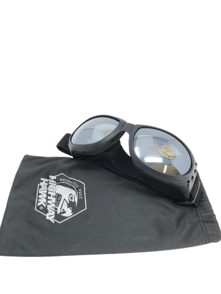 Highway Hawk Motorrad Brille/ Sonnenbrille "mit dunklem Glas und inklusive Tasche"