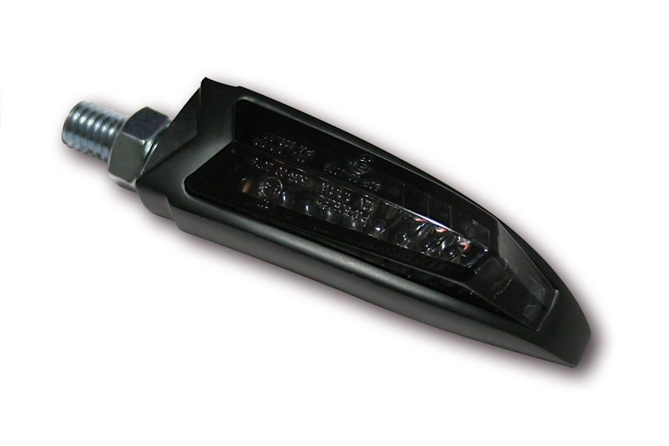 HIGHSIDER LED-Blinker/Positionsleuchte ARC, schwarzes Aluminium Gehäuse, getöntes Glas, Paar, für vorne E-geprüft.