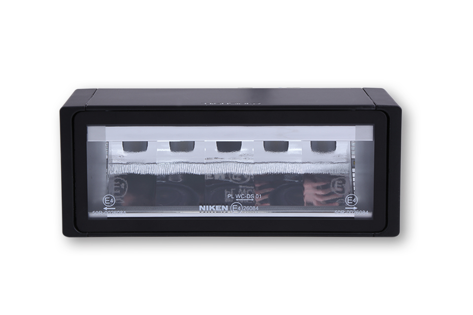 Rechteckiger LED Abblendscheinwerfer ULTIMATE-LOW, schwarzes Alugehäuse, E-geprüft