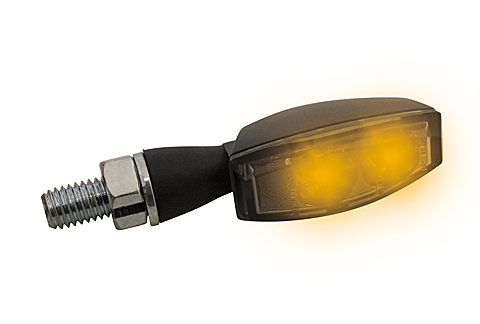 HIGHSIDER LED-Blinker BLAZE, schwarzes Metallgehäuse, getöntes Glas, Paar, E-geprüft. M8-Gewinde