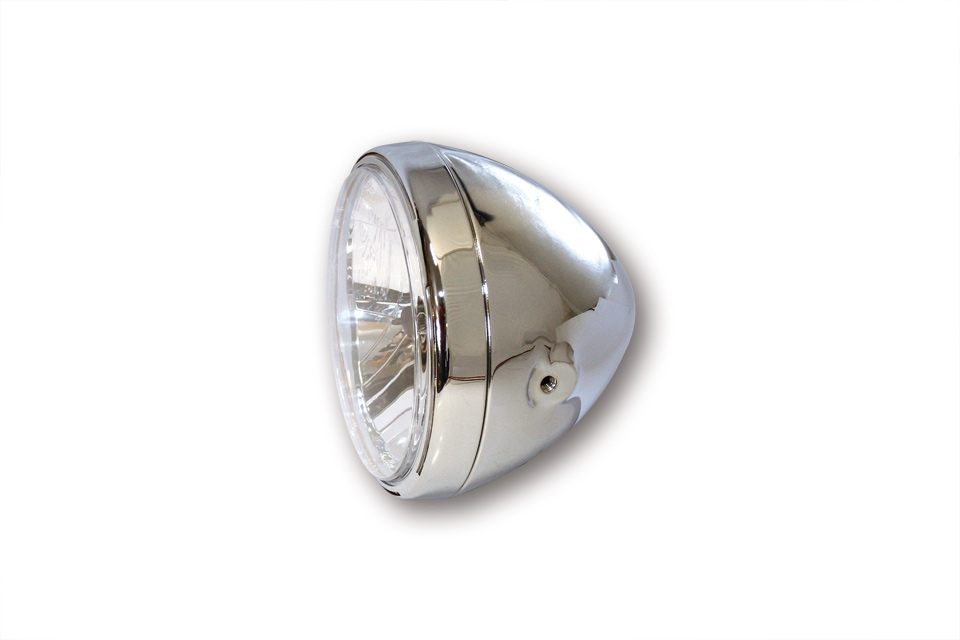 SHIN YO 7 Zoll Scheinwerfer RENO 2 mit LED-Positionsleuchte im Lampenring, Metallgehäuse, klares Glas (Prismenreflektor), rund, seitliche Befestigung, E-geprüft
