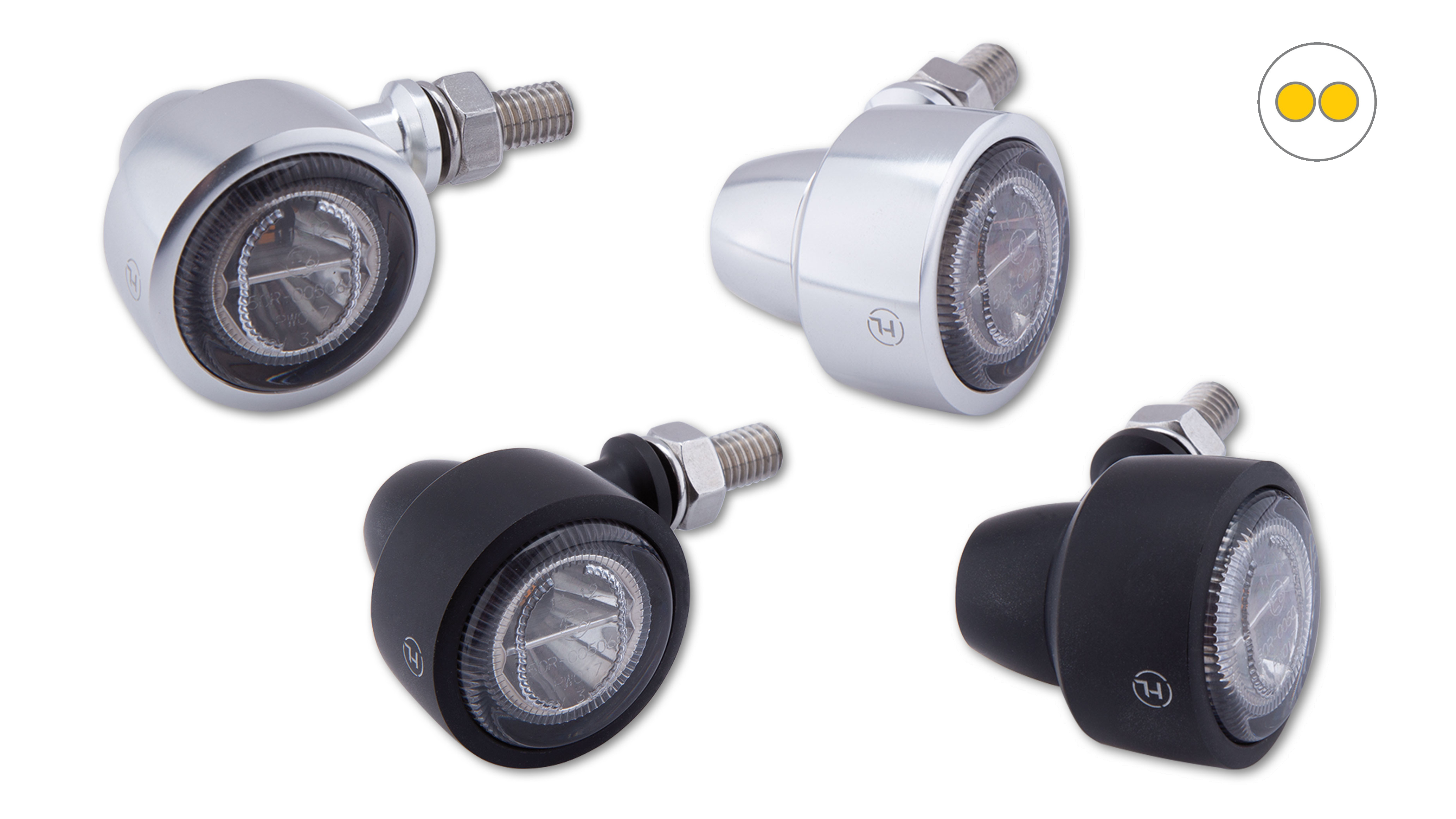 LED Blinker CLASSIC-X1, getönter Reflektor, Aluminiumgehäuse in kleiner klassischer Form, besonders hell dank SMD-Technik, E-geprüft, Paar. Bitte wähle die gewünschte Farbe.
