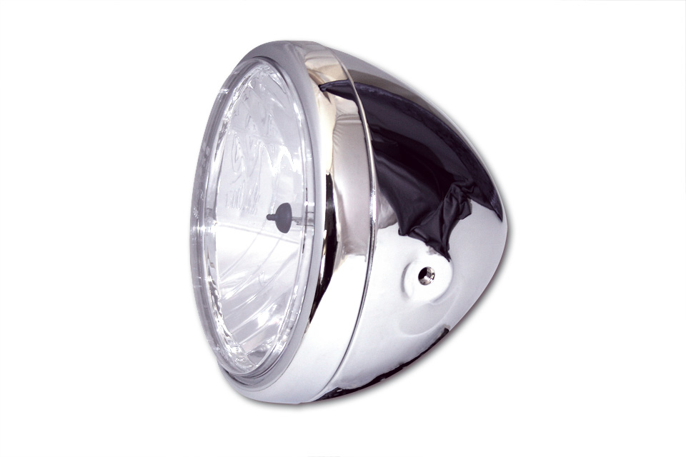 SHIN YO 7 Zoll Scheinwerfer RENO, Metallgehäuse, klares Glas (Prismenreflektor), rund, seitliche Befestigung, E-geprüft