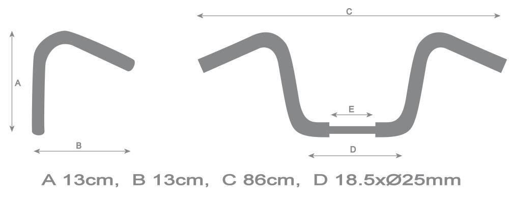 Highway Hawk Lenker "Lucifer" 840 mm breit 100 mm hoch für "1" (25,4 mm) Klemmung 3 Loch Bohrung Chrom TÜV