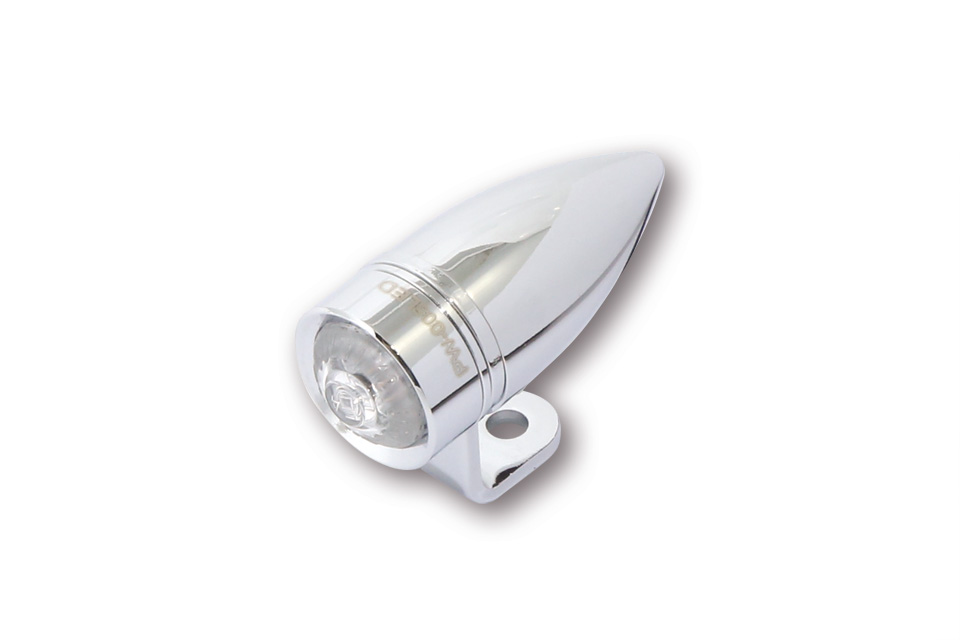 LED Blinker MONO-BULLET SHORT mit CNC Alugehäuse und Halter, E-geprüft, Set