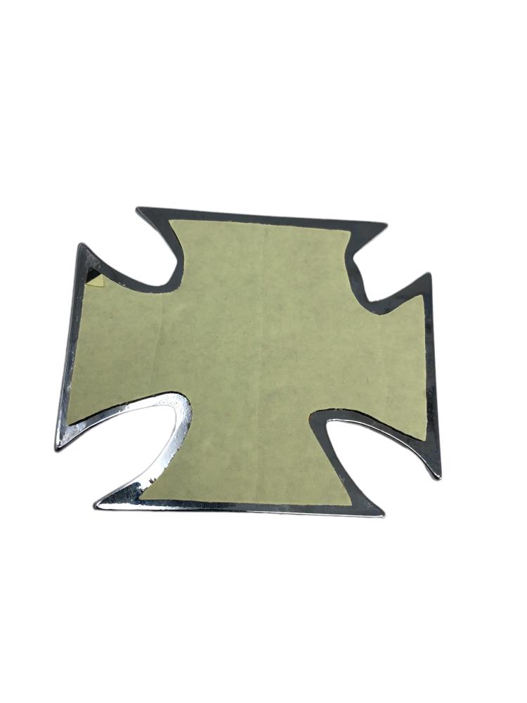 Highway Hawk Emblem "Eisernes Kreuz mit Totenkopf" in Chrom 7,5cm breit zum Aufkleben