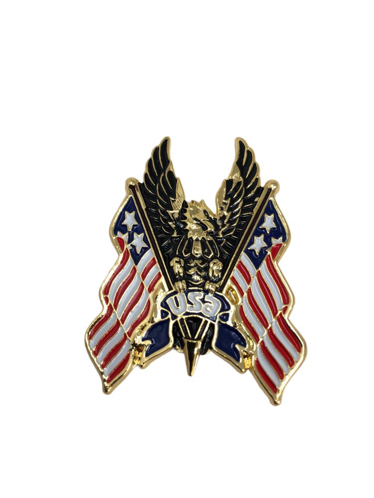 Highway Hawk Emblem "Adler USA-Flagge" in gold zum Aufkleben