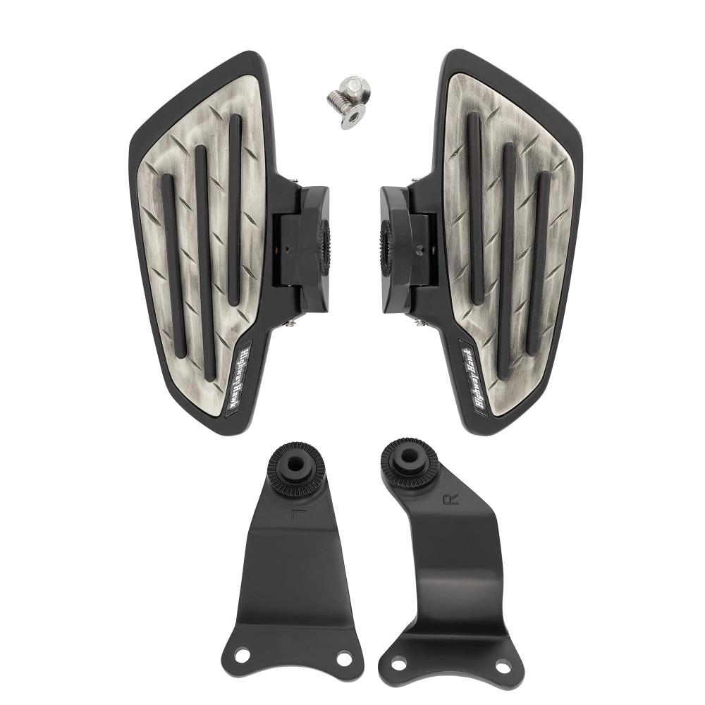 Highway Hawk Trittbretter Fahrer "New Tech Glide Metall" schwarz für Honda VT 750 Shadow - Spirit mit ABE