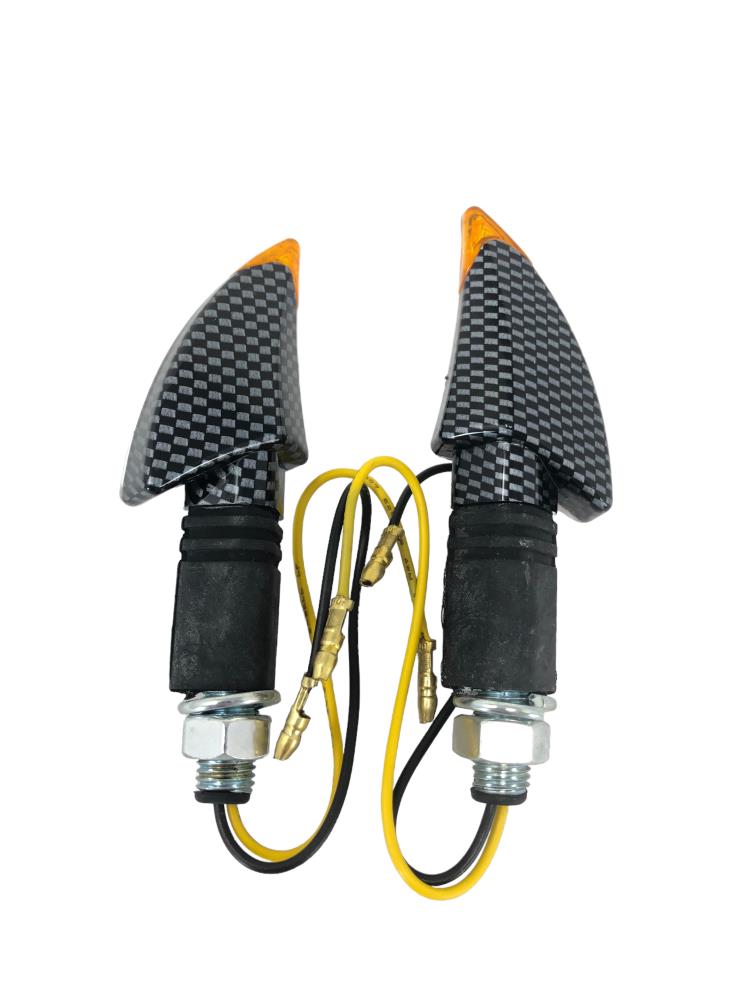 Highway Hawk LED Blinker Set "Shark" carbon Optik mit E-Prüfzeichen M10 Gewinde 12V1.5W (2 Stk)