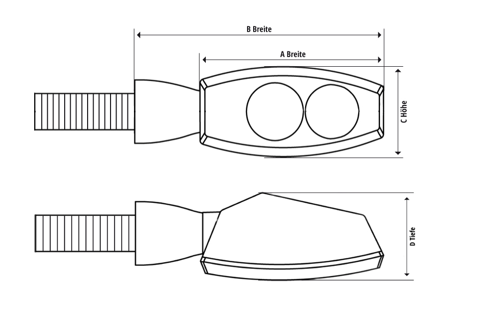 Highway Hawk Blinker Set (2 Stück) "COLORADO" Rück-,Bremslicht und Blinker Kombination in schwarz mit E-Prüfzeichen - mit M10 Gewinde