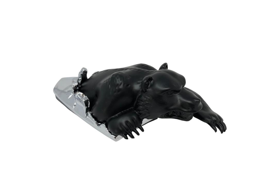Highway Hawk Motorrad Ornament/ Figur "Hunting Bear" 4 cm hoch in Chrom und schwarz