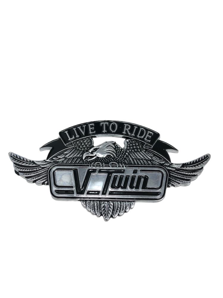 Highway Hawk Emblem V Twin "Live to Ride" mit Adler Emblem 110mm breit zum Aufkleben