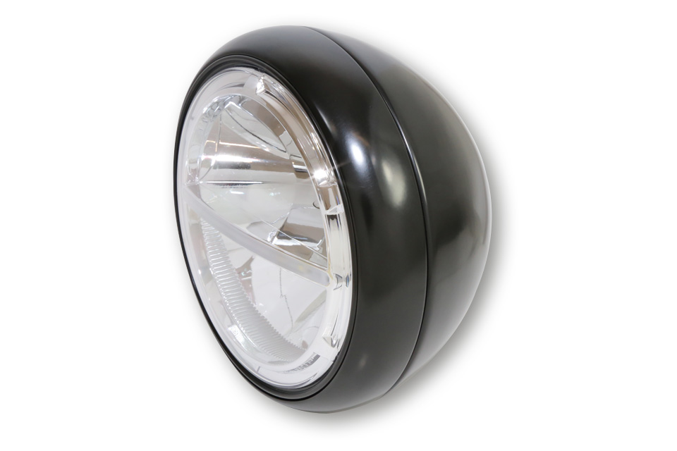 HIGHSIDER 7 Zoll LED-Hauptscheinwerfer VOYAGE mit Standlicht, Metallgehäuse , untere Befestigung, E-geprüft.In verschiedenen Farben erhältlich.