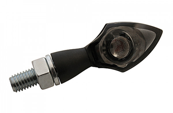 Highway Hawk HIGHSIDER Ein-LED-Blinker "PEN HEAD" schwarzes Metallgehäuse- kurzer Stiel- klares Glas- E-gepr. (1 Set)