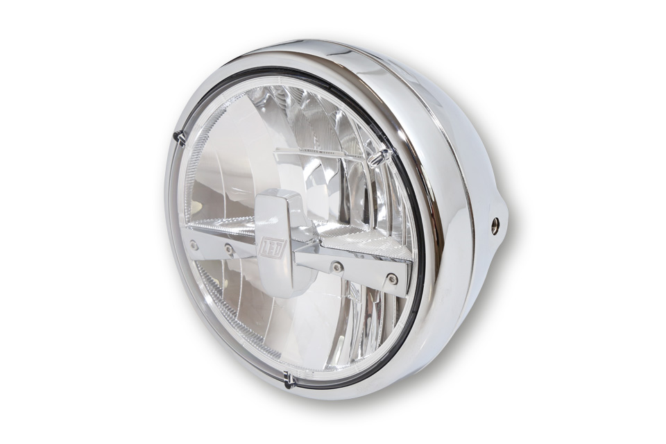 HIGHSIDER 7 Zoll LED-Scheinwerfer RENO TYP 3, Metallgehäuse, klares Glas, rund, seitliche Befestigung, E-geprüft