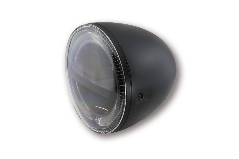 HIGHSIDER 5 3/4 Zoll LED-Hauptscheinwerfer CIRCLE mit DRL / PL , schwarzes Metallgehäuse, seitliche Befestigung, E-geprüft.